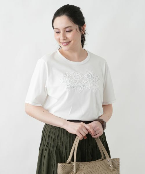 Leilian PLUS HOUSE / レリアンプラスハウス カットソー | オリジナルロゴTシャツ【MUSE BY ROCHAS Premiere】（アイボリー）