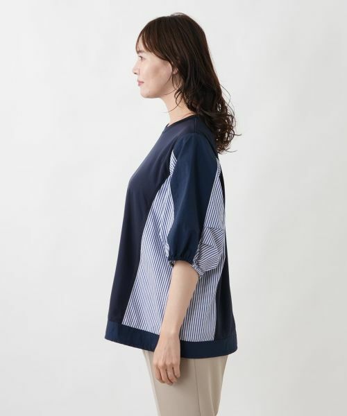Leilian PLUS HOUSE / レリアンプラスハウス カットソー | ストライプ切り替えプルオーバー【MUSE BY ROCHAS Premiere】 | 詳細5