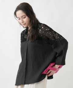 Leilian PLUS HOUSE / レリアンプラスハウス シャツ・ブラウス | レースドッキングブラウス