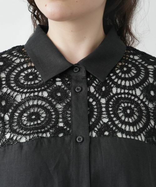 Leilian PLUS HOUSE / レリアンプラスハウス シャツ・ブラウス | レースドッキングブラウス | 詳細12