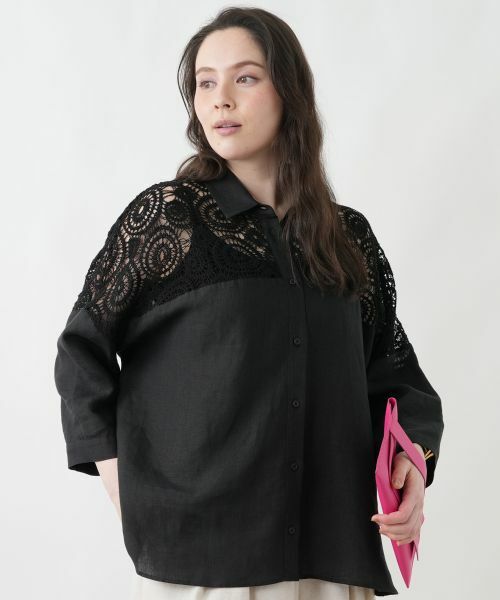 Leilian PLUS HOUSE / レリアンプラスハウス シャツ・ブラウス | レースドッキングブラウス | 詳細2