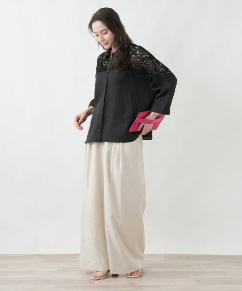 Leilian PLUS HOUSE / レリアンプラスハウス シャツ・ブラウス | レースドッキングブラウス | 詳細3