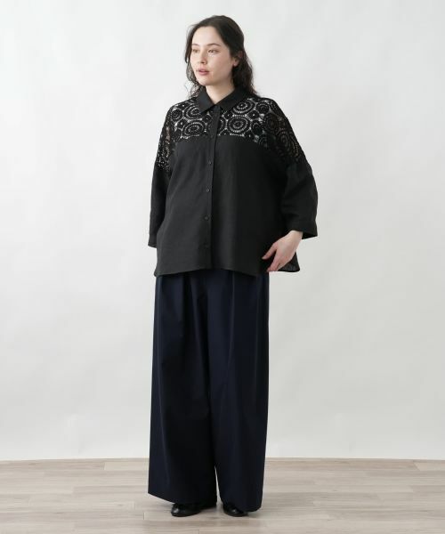 Leilian PLUS HOUSE / レリアンプラスハウス シャツ・ブラウス | レースドッキングブラウス | 詳細6