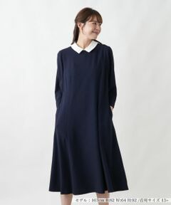 Leilian PLUS HOUSE / レリアンプラスハウス ドレス | レースコンビ付け襟【Leilian WHITE LABEL】