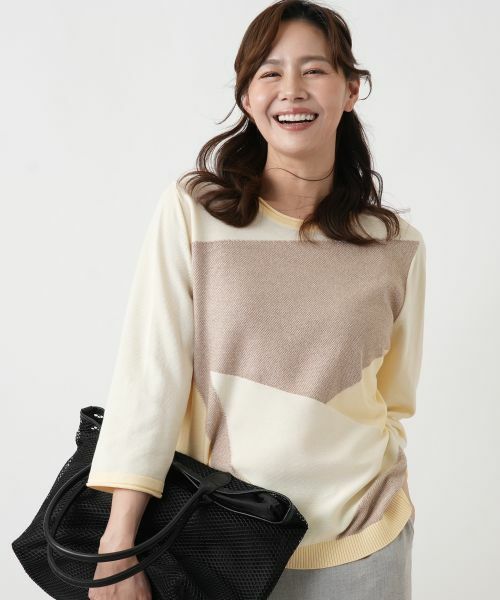 Leilian PLUS HOUSE / レリアンプラスハウス ニット・セーター | グラフィカルパターン プルオーバー | 詳細10