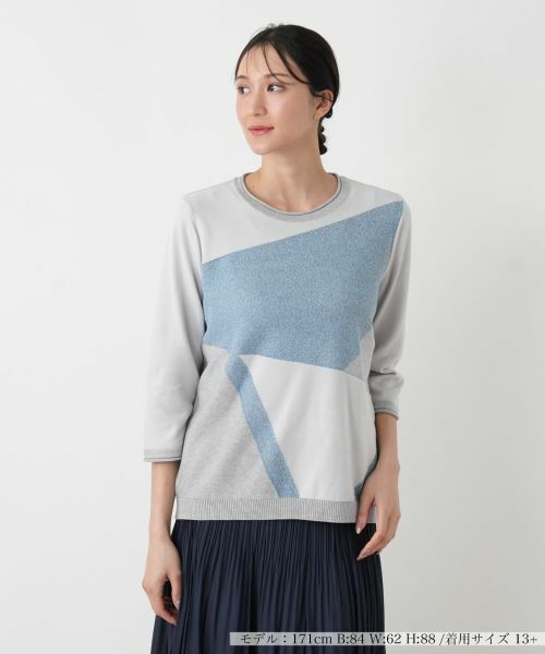 Leilian PLUS HOUSE / レリアンプラスハウス ニット・セーター | グラフィカルパターン プルオーバー | 詳細5