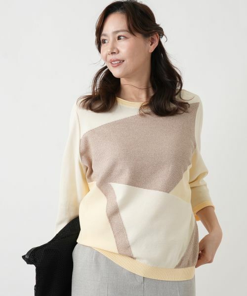 Leilian PLUS HOUSE / レリアンプラスハウス ニット・セーター | グラフィカルパターン プルオーバー | 詳細9