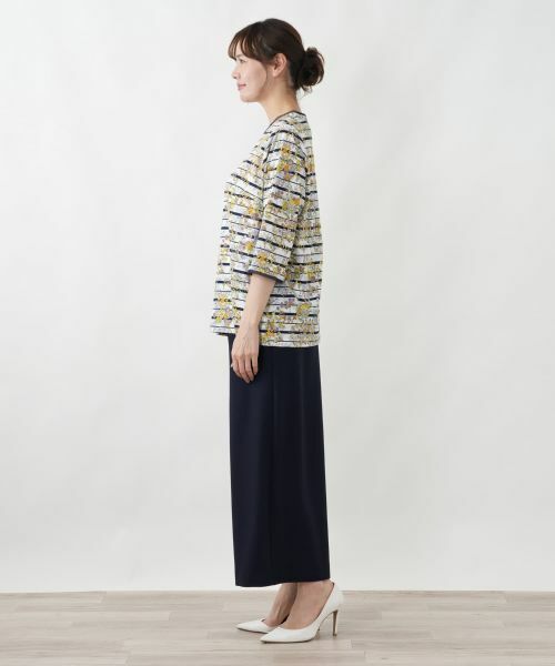 Leilian PLUS HOUSE / レリアンプラスハウス カットソー | フラワーボーダープルオーバー【Leilian WHITE LABEL】 | 詳細2