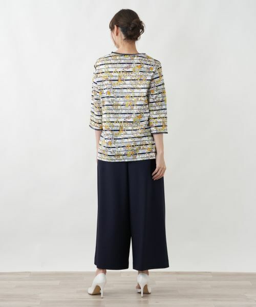 Leilian PLUS HOUSE / レリアンプラスハウス カットソー | フラワーボーダープルオーバー【Leilian WHITE LABEL】 | 詳細3