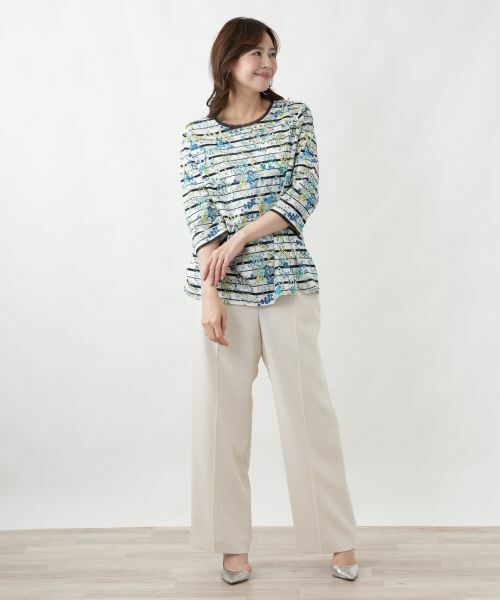 Leilian PLUS HOUSE / レリアンプラスハウス カットソー | フラワーボーダープルオーバー【Leilian WHITE LABEL】 | 詳細4