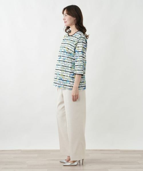 Leilian PLUS HOUSE / レリアンプラスハウス カットソー | フラワーボーダープルオーバー【Leilian WHITE LABEL】 | 詳細5