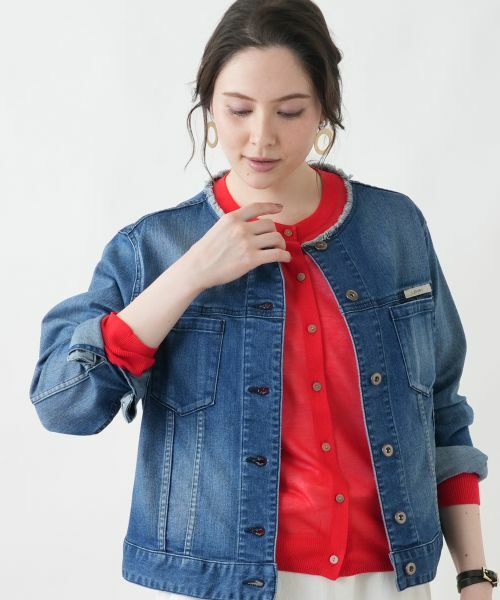 Leilian PLUS HOUSE / レリアンプラスハウス カーディガン・ボレロ | クロップドカーディガン【Leilian WHITE LABEL】（レッド系）