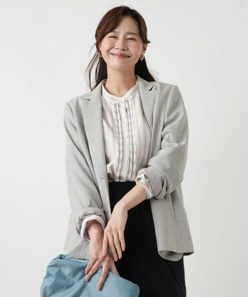 Leilian PLUS HOUSE / レリアンプラスハウス テーラードジャケット | ブレザー【Leilian WHITE LABEL】（グレー）