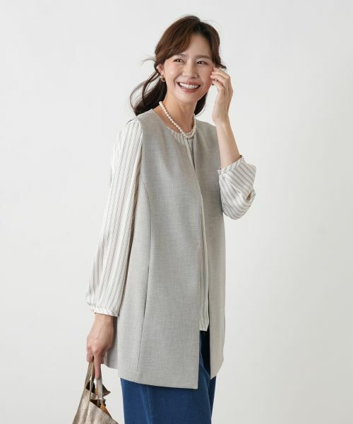 Leilian PLUS HOUSE / レリアンプラスハウス テーラードジャケット | ベスト【Leilian WHITE LABEL】（グレー）