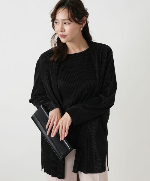 Leilian PLUS HOUSE / レリアンプラスハウス シャツ・ブラウス | 羽織ブラウス【Leilian WHITE LABEL】（ブラック）