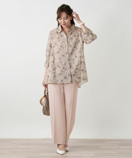 Leilian PLUS HOUSE / レリアンプラスハウス シャツ・ブラウス | フラワーストライプシャツ | 詳細11