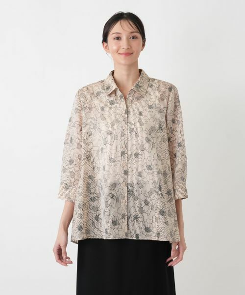 Leilian PLUS HOUSE / レリアンプラスハウス シャツ・ブラウス | フラワーストライプシャツ | 詳細17