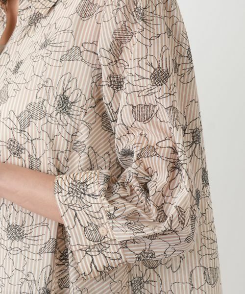 Leilian PLUS HOUSE / レリアンプラスハウス シャツ・ブラウス | フラワーストライプシャツ | 詳細23