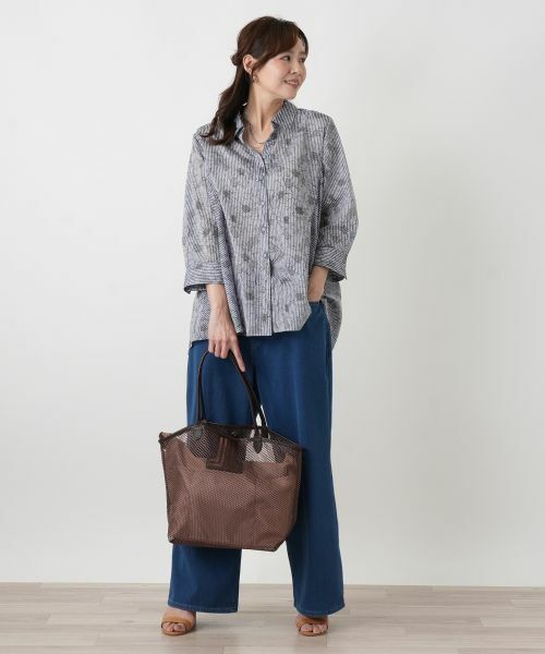 Leilian PLUS HOUSE / レリアンプラスハウス シャツ・ブラウス | フラワーストライプシャツ | 詳細3