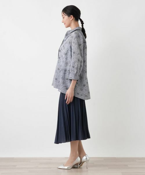 Leilian PLUS HOUSE / レリアンプラスハウス シャツ・ブラウス | フラワーストライプシャツ | 詳細7