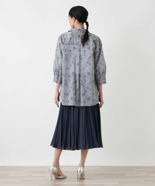 Leilian PLUS HOUSE / レリアンプラスハウス シャツ・ブラウス | フラワーストライプシャツ | 詳細8