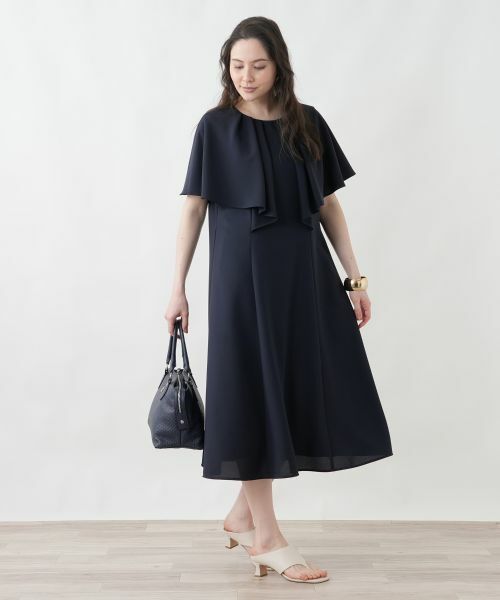 Leilian PLUS HOUSE / レリアンプラスハウス ドレス | 洗えるフォーマルワンピース（ネイビー）