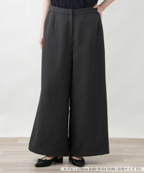 Leilian PLUS HOUSE / レリアンプラスハウス その他パンツ | 洗えるワイドパンツ（チャコールグレー）