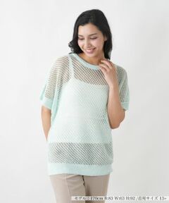 Leilian PLUS HOUSE / レリアンプラスハウス ニット・セーター | スパンコールメッシュニットプルオーバー【HAND】