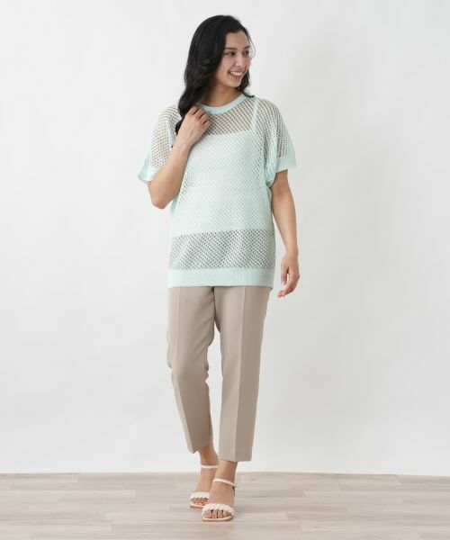 Leilian PLUS HOUSE / レリアンプラスハウス ニット・セーター | スパンコールメッシュニットプルオーバー【HAND】 | 詳細4