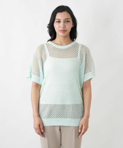 Leilian PLUS HOUSE / レリアンプラスハウス ニット・セーター | スパンコールメッシュニットプルオーバー【HAND】 | 詳細7