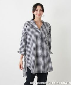 Leilian PLUS HOUSE / レリアンプラスハウス シャツ・ブラウス | ギンガムチュニックブラウス【NEMIKA】