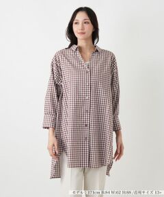 Leilian PLUS HOUSE / レリアンプラスハウス シャツ・ブラウス | ギンガムチュニックブラウス【NEMIKA】