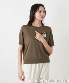 Leilian PLUS HOUSE / レリアンプラスハウス ニット・セーター | 猫モチーフクルーネックニット【NEMIKA】