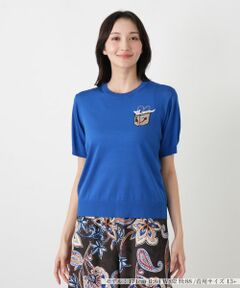 Leilian PLUS HOUSE / レリアンプラスハウス ニット・セーター | 猫モチーフクルーネックニット【NEMIKA】