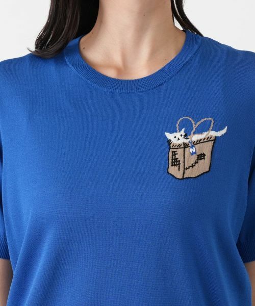 Leilian PLUS HOUSE / レリアンプラスハウス ニット・セーター | 猫モチーフクルーネックニット【NEMIKA】 | 詳細13