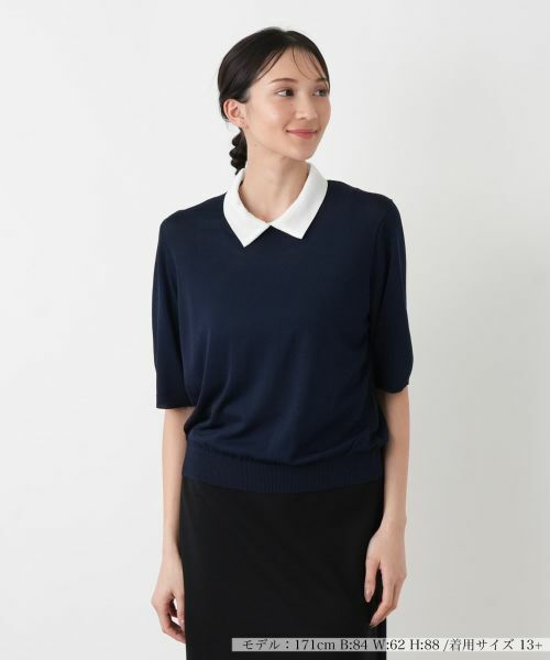 Leilian PLUS HOUSE / レリアンプラスハウス ニット・セーター | ニットプルオーバー【NEMIKA】（ネイビー）