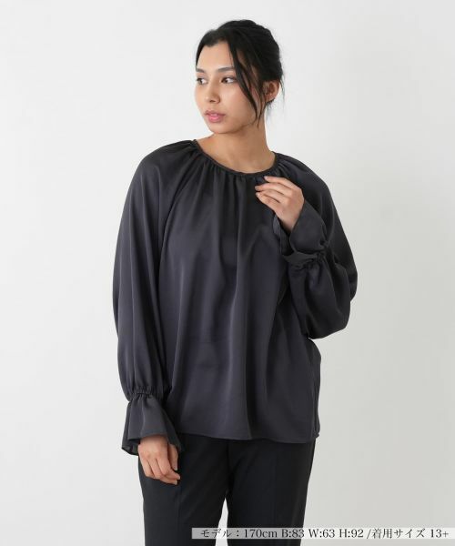 Leilian PLUS HOUSE / レリアンプラスハウス シャツ・ブラウス | ブラウス【NEMIKA】（チャコールグレー）