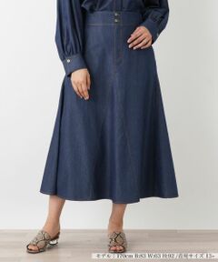 Leilian PLUS HOUSE / レリアンプラスハウス ミニ・ひざ丈スカート | デニム調 パネルフレアスカート【NEMIKA】