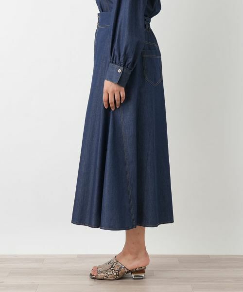 Leilian PLUS HOUSE / レリアンプラスハウス ミニ・ひざ丈スカート | デニム調 パネルフレアスカート【NEMIKA】 | 詳細5
