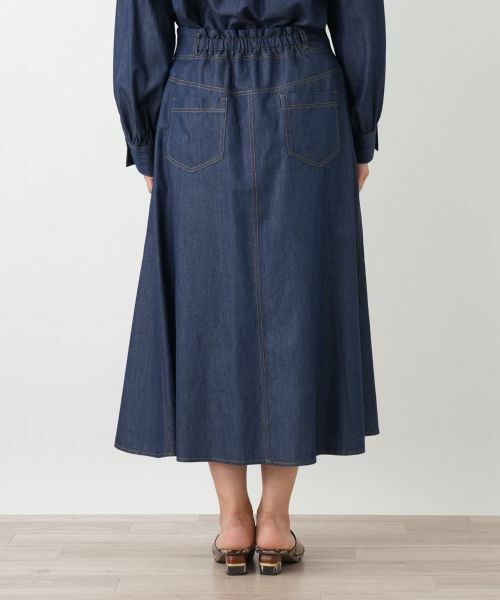 Leilian PLUS HOUSE / レリアンプラスハウス ミニ・ひざ丈スカート | デニム調 パネルフレアスカート【NEMIKA】 | 詳細6