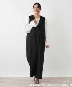 Leilian PLUS HOUSE / レリアンプラスハウス その他パンツ | ダブルブレストワイドオールインワン【NEMIKA】