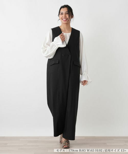 Leilian PLUS HOUSE / レリアンプラスハウス その他パンツ | ダブルブレストワイドオールインワン【NEMIKA】（ブラック）