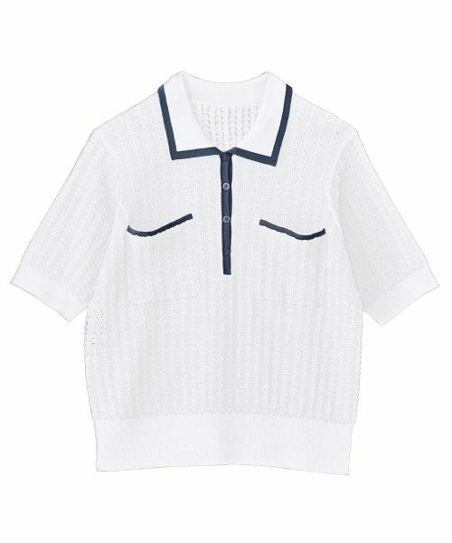Leilian PLUS HOUSE / レリアンプラスハウス ニット・セーター | ポロ衿プルオーバー（アイボリー）