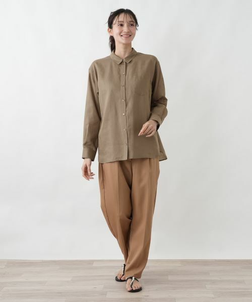 Leilian PLUS HOUSE / レリアンプラスハウス シャツ・ブラウス | ウォッシャブル麻混シャツ【SORAGE】 | 詳細1