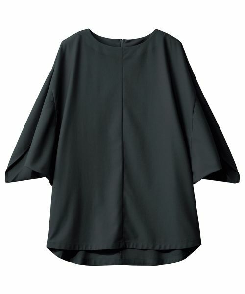 Leilian PLUS HOUSE / レリアンプラスハウス シャツ・ブラウス | ニュアンススリーブカットソー【SORAGE】（チャコール系）