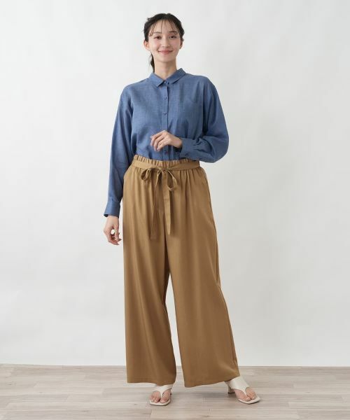 Leilian PLUS HOUSE / レリアンプラスハウス その他パンツ | ツイルワイドパンツ【SORAGE】 | 詳細1