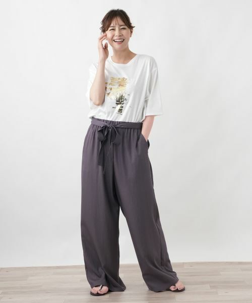 Leilian PLUS HOUSE / レリアンプラスハウス その他パンツ | ツイルワイドパンツ【SORAGE】 | 詳細13