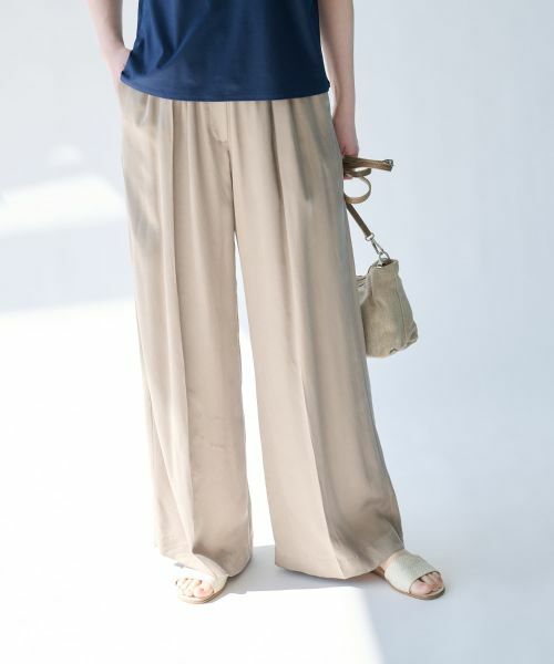 Leilian PLUS HOUSE / レリアンプラスハウス その他パンツ | フィブリルサテンワイドパンツ【SORAGE】 | 詳細1
