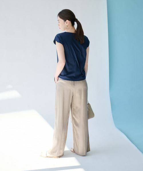 Leilian PLUS HOUSE / レリアンプラスハウス その他パンツ | フィブリルサテンワイドパンツ【SORAGE】 | 詳細4