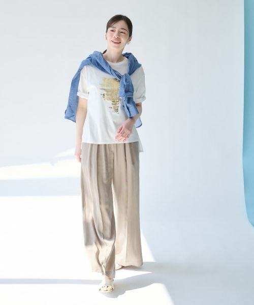 Leilian PLUS HOUSE / レリアンプラスハウス その他パンツ | フィブリルサテンワイドパンツ【SORAGE】 | 詳細8